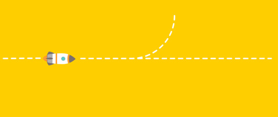 Red paper airplane flying old way new way. New Idea concept. business life change concept. Different thinking, Business leader, personality development idea concept.	