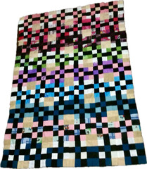 multicolor block chess board with chess patchwork pattern fabric hand quilt sewing, handmade 