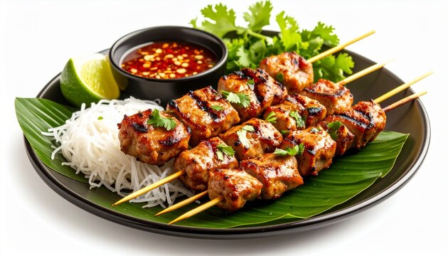 Nem nuong grilled pork skewers