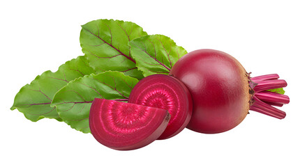 Fresh Red Beetroot with Green Leaves on White, Vibrant Red Beet with Leaves, Organic Red Beetroot with Greens Isolated