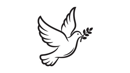 Obraz premium White dove flying vector illustration of peace bird silhouette with wings