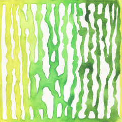 Watercolor seamless pattern with hand-drawn green stripes background. Ornament in decorative style. Vintage fashion fabric design, repeat print collection.