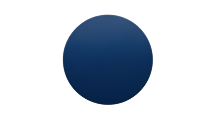 A large, impeccably smooth, solid dark blue circular shape with a matte finish, centrally placed on a transparent background, concept of strategic focus and clarity
