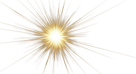 Intensely radiant, self-luminous golden and white light burst with sharp starburst trails radiating on a pure deep black background, concept of explosive breakthrough and innovation