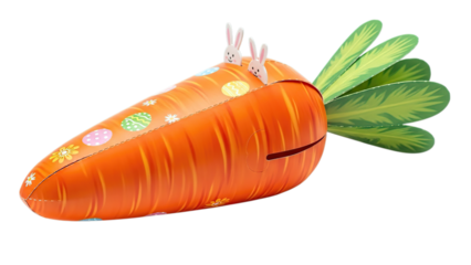 Inflatable carrot shaped toy with bunny ears isolated on white isolated on transparent background