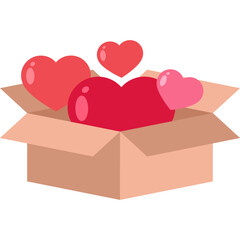 Donation Box Heart Flat Illustration