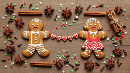 Gingerbread Siblings with Heart Cookies