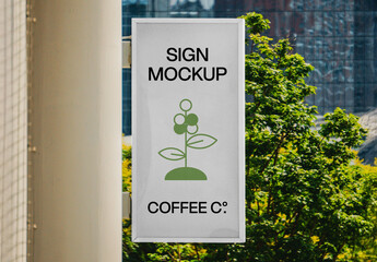 Signage Attached to Column Mockup