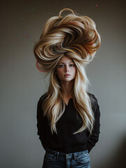 A voluminous swirl of hair becomes a creative crown &mdash; a symbol of individuality, imagination, and expressive identity.