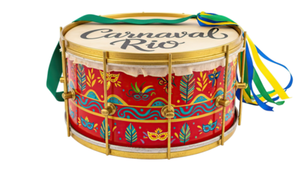 Colorful carnival drum from rio isolated on transparent background
