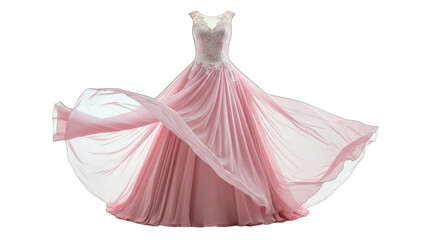 Obraz premium Pink Ball Gown Flowing in the Wind, Isolated