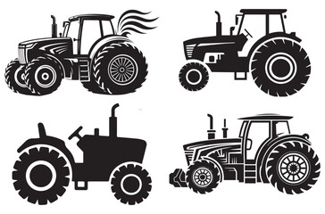 Tractor Silhouette Vector Icon, Agriculture, Farming and Heavy Machinery Design