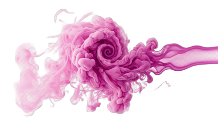 Pink Ink Flowing and Swirling on White