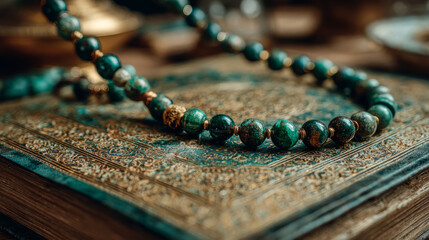 Ashura day symbolism with close up of tasbeeh rosary for religious reflection