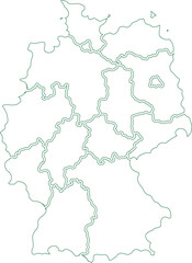 Germany Green Outline Map with Federal State Borders – Minimal Vector Design