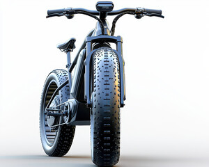 Hyperrealistic Electric Bike with Rugged Design and Thick Tires on White Background