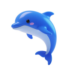 Obraz premium A cute blue dolphin cartoon character with smooth curves and charming features, suitable for various design purposes.
