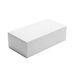 A pristine, unbranded white rectangular box, sharp matte finish, on transparent background, high-key studio light, high-angle, concept of purity and potential