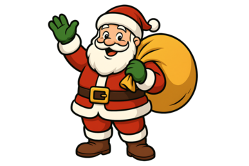 Cute Waving Santa Claus Mascot Illustration Perfect For Holiday Promotions, Logos And Kids Designs