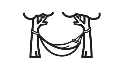 Serene Slumber: A minimalist line drawing depicts the essence of relaxation, portraying a hammock suspended between two trees, evoking a sense of tranquility.