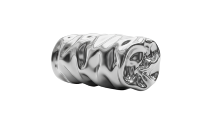 A single, silver crumpled metallic object with intricate contours, resting on a reflective white surface in a minimalist studio, embodying resilience and strategic problem-solving