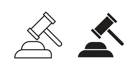 Gavel icons pack. icon for web design isolated on white background