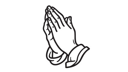 Obraz premium Praying Hands Gesture Symbolizing Faith and Spirituality in Minimalist Graphic Illustration with White Background