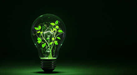 vibrant green leaves growing inside a clear lightbulb