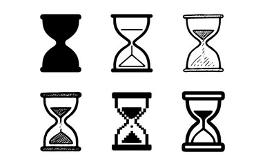 Diverse hourglass designs in various artistic styles