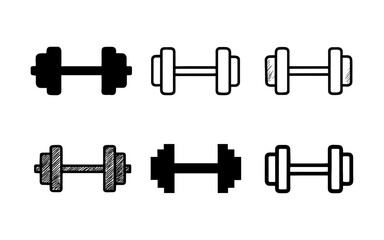 Variety of dumbbell designs in silhouette and linear styles for fitness themes