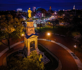 Harvard Square Monument at Night in Cambridge, Massachusetts