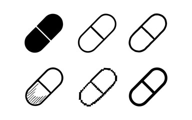 Variety of capsule designs in different styles: linear, pixel, and bold