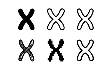 Diverse x designs in six unique styles for creative projects