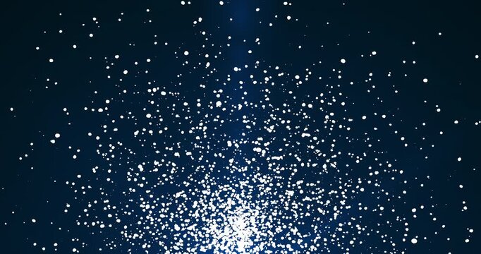 An abstract wave of snow unfolds against a deep dark background &mdash; a lot of white particles seem to float and swirl in a chaotic dance. The light dynamics of the particles creates the feeling of a fros