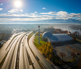 Aerial View of Basketball Hall of Fame in Springfield, Massachusetts