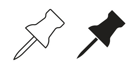 Push pin icons pack. icon for web design isolated on white background