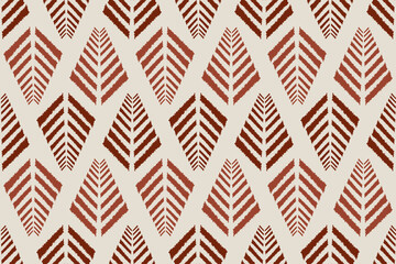 Ikat ethnic traditional orientation design ikat style. Block print pattern. Geometric seamless pattern ikat print for cloth, textile, background, and shirt design. Fabric background. vintage, motif. © supachai