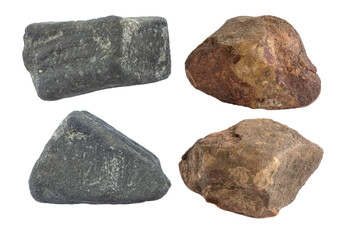 Set of natural rough stones isolated on a clean white background © Alexandr