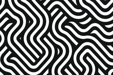 Fototapeta premium Bold Black and White Wavy Stripe Abstract Pattern