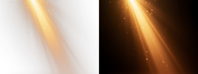PNG spotlight stage Golden light beams with sparkling dust effect for a transparent overlay PNG design, 光