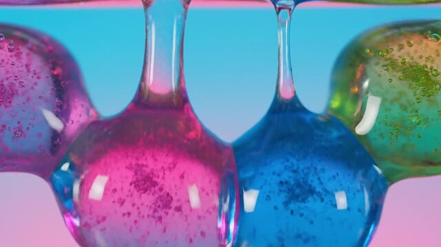 Jelly substances wobble within the liquid gradient background gelatin