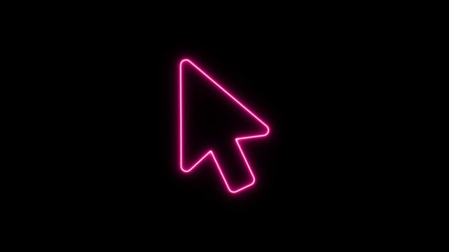 Vibrant glowing neon pink computer mouse cursor pointer icon symbol element. Neon Icon. Neon Sign