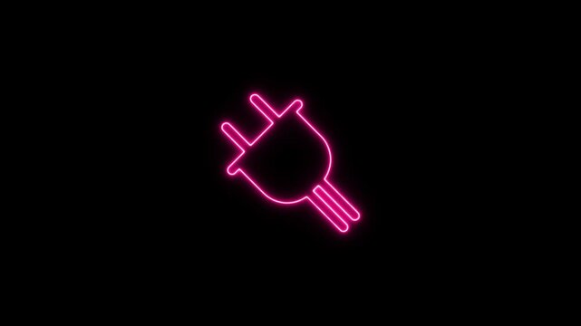 Luminous pink electric plug icon for digital power and connection concepts. Neon Icon. Neon Sign