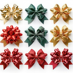 Ribbon bow for decorating a gift for the holidays, isolated on a white background.