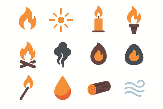 Smoke wave fire vector icon spark ember elements icons torch droplet match