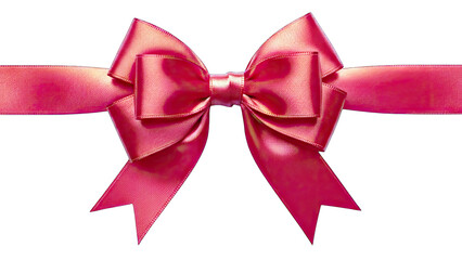 Fototapeta premium Pink Ribbon Bow Tied on White Background