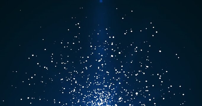 An abstract wave of snow unfolds against a deep dark background &mdash; a lot of white particles seem to float and swirl in a chaotic dance. The light dynamics of the particles creates the feeling of a fros