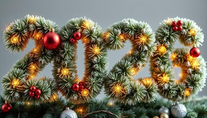 2026 Christmas Numbers Made of Frosted Pine