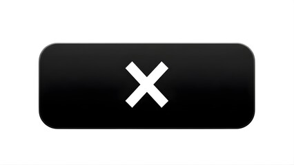 Black button with white X icon on white background