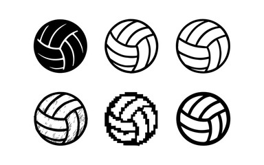 Fototapeta premium Collection of volleyball ball designs in various artistic styles